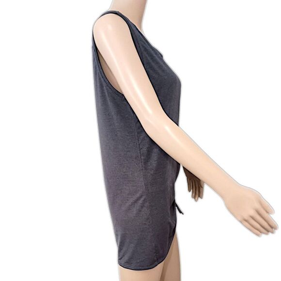 Athleta Ruched Side Tank Top L Dark Gray Sleeveless Athletic Drawstring Workout. - Picture 2 of 16